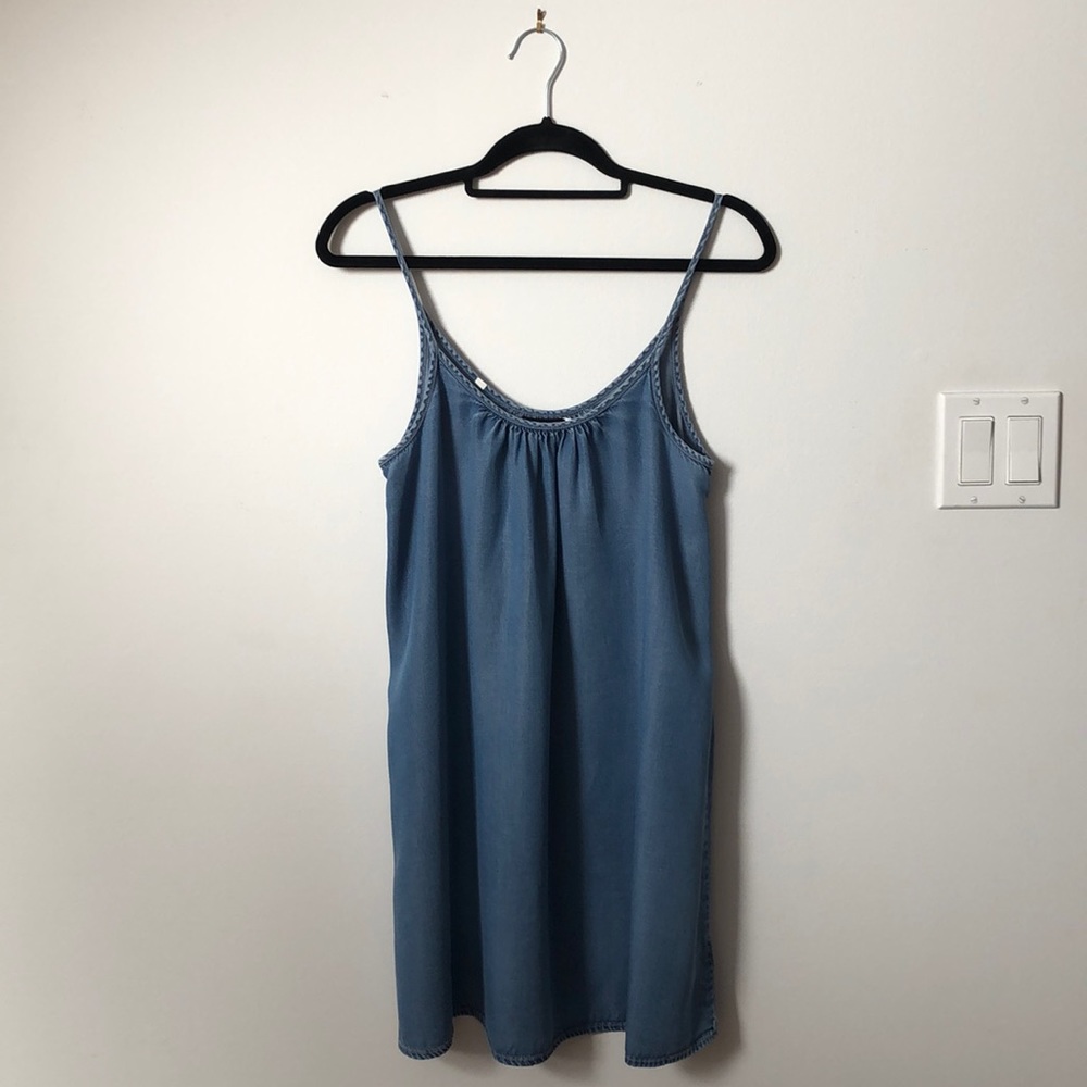 BDG Spaghetti Strap A-Line Flowy Chambray Dress